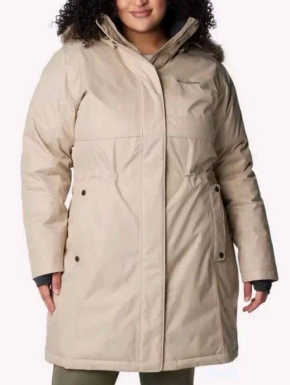 Columbia Apres‎ Arson II Beige Parka with Faux Fur Hood, Size XXL